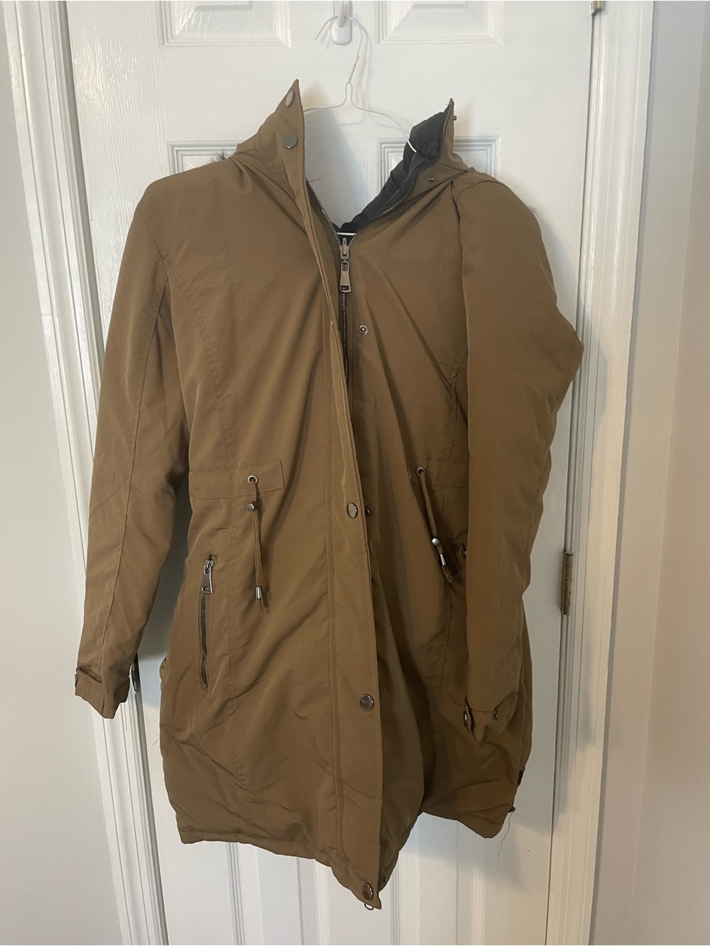 How Dare You Brown Long Parka Coat Jacket Size XL